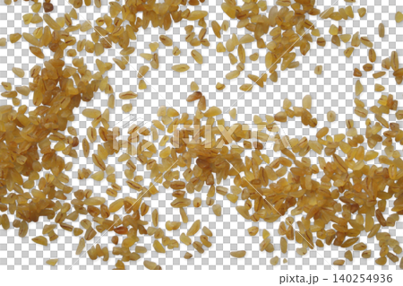 Bulgur wheat groats scattered top view flat lay 140254936