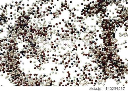 Scattered tricolor quinoa seeds macro texture Scattered tricolor quinoa seeds macro texture 140254937
