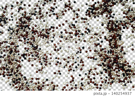 Scattered tricolor quinoa seeds macro texture Scattered tricolor quinoa seeds macro texture 140254937