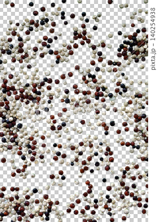 Scattered tricolor quinoa seeds macro texture 140254938
