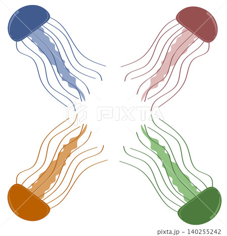 Colorful jellyfish vector illustration set isolated on white background. Colorful jellyfish vector illustration set isolated on white background. 140255242