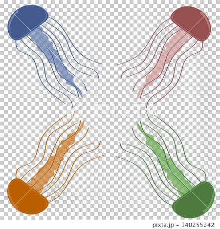 Colorful jellyfish vector illustration set isolated on white background. Colorful jellyfish vector illustration set isolated on white background. 140255242