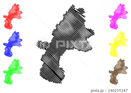 Gmunden district (Republic of Austria or osterreich, Upper Austria or Oberosterreich state) map vector illustration, scribble sketch Bezirk Gmunden map 140255347
