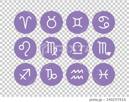 Purple zodiac sign icon illustrations Purple zodiac sign icon illustrations 140257418