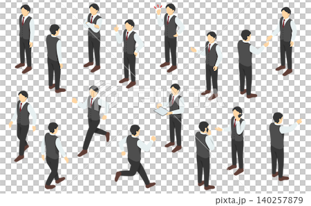 アイソメトリック人物イラスト:ベストスーツの男性 140257879