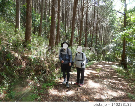 豊橋市　赤岩寺　赤岩尾根に続く道を行く登山者 140258155