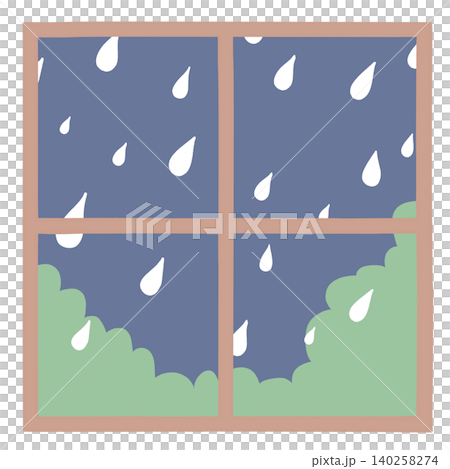Square lattice window frame, heavy rain Square lattice window frame, heavy rain 140258274