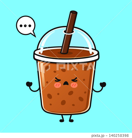 Angry iced coffee speech character Angry iced coffee speech character 140258398