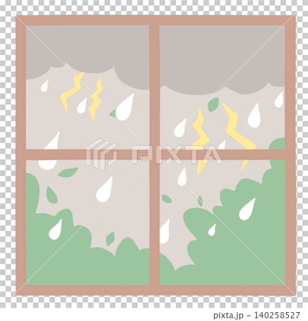 Square lattice window frame, heavy rain and thunder Square lattice window frame, heavy rain and thunder 140258527