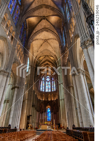 Inside the Reims Cathedral Nave and Altar France 140259046