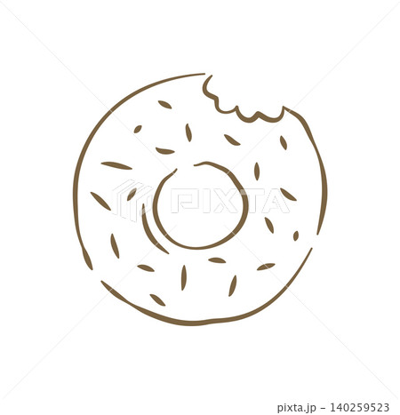 A Delicious Bitten Donut With Sprinkles Outline Doodle Vector Illustration A Delicious Bitten Donut With Sprinkles Outline Doodle Vector Illustration 140259523