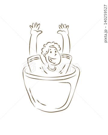 A Happy Baker Jumping Out Of A Mixing Bowl Doodle Vector Illustration A Happy Baker Jumping Out Of A Mixing Bowl Doodle Vector Illustration 140259527