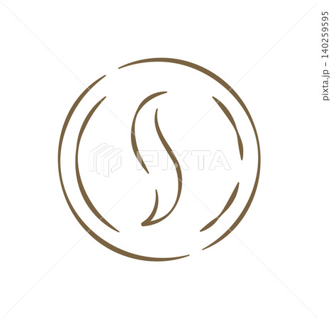 A Roasted Coffee Bean With Steam In A Circle Hand Drawn Vector Illustration 140259595