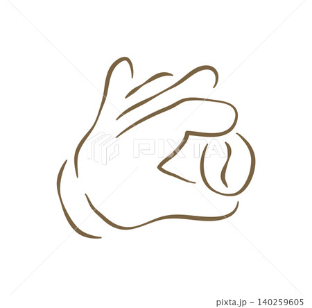A Hand Holding A Single Roasted Coffee Bean For Inspection Vector Illustration A Hand Holding A Single Roasted Coffee Bean For Inspection Vector Illustration 140259605