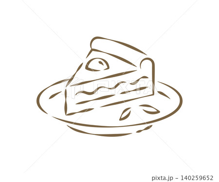 A Generous Slice Of Layered Sponge Cake On A Plate Vector Illustration 140259652