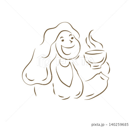 A Happy Woman With Long Hair Holding Two Delicious Cupcakes Vector Illustration A Happy Woman With Long Hair Holding Two Delicious Cupcakes Vector Illustration 140259685