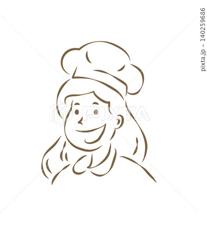 A Portrait Of A Cheerful Female Baker In A Chef's Hat Vector Illustration A Portrait Of A Cheerful Female Baker In A Chef's Hat Vector Illustration 140259686