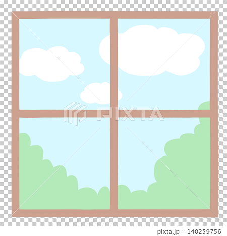 Square lattice window frame, sunny Square lattice window frame, sunny 140259756