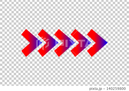 Row Of Red-Blue Chevron Arrows Pointing Right Symbolizing Forward Direction And Progress 140259800
