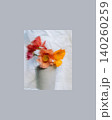 Painterly Still Life with Flowers in White Vase 140260259