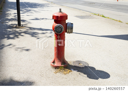A fire hydrant in a street of Skopje, North Macedonia A fire hydrant in a street of Skopje, North Macedonia 140260557