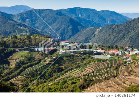Terraced Mountain Farmland in Nantou Taiwan Terraced Mountain Farmland in Nantou Taiwan 140261174