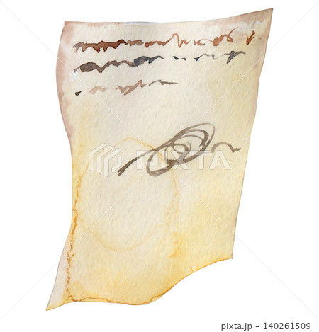 A stylized sheet of paper with a letter and signature written on it 140261509