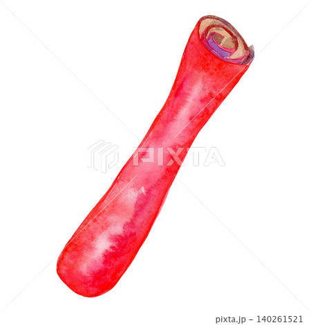 A red roll of paper depicted in watercolor A red roll of paper depicted in watercolor 140261521