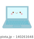 Friendly laptop computer keyboard portable device cartoon character 140261648