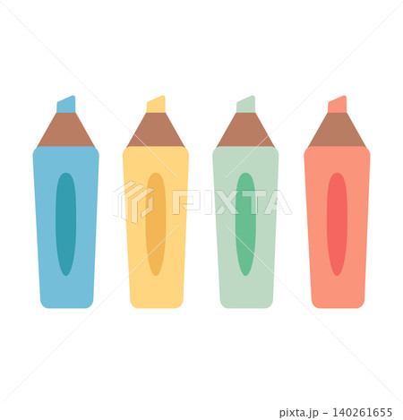 A set of colorful highlighter pen marker tools for office stationery and drawing supplies 140261655