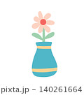 A beautiful flower vase pot plant made of blue ceramic for botanical interior decoration 140261664