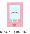 A cute pink smartphone mobile phone with an interactive screen as a smart digital device 140261666
