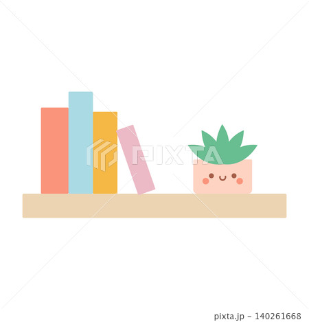 Decorative book shelf plant rack organizer interior element 140261668