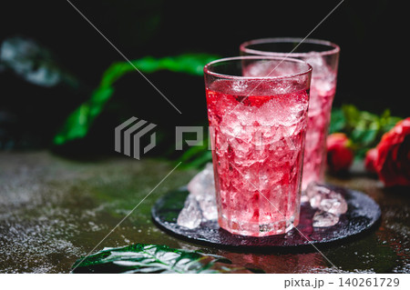 Red drink cocktail or lemonade Red drink cocktail or lemonade 140261729