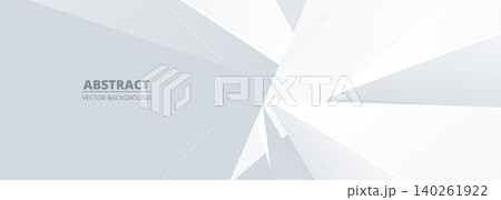 Minimal white abstract background with geometric pattern. Soft grey wide banner with angles and triangles 140261922