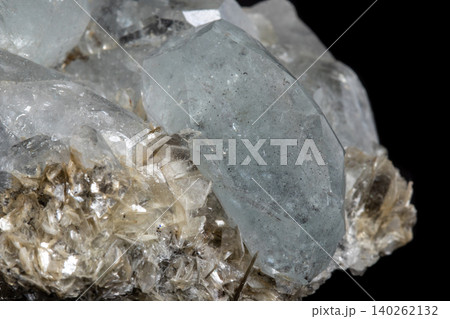 Macro mineral stone Aquamarine on a black background Macro mineral stone Aquamarine on a black background 140262132