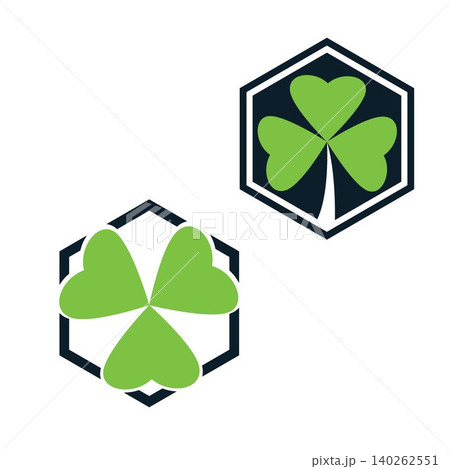 Elegant clover leaf logo set Elegant clover leaf logo set 140262551