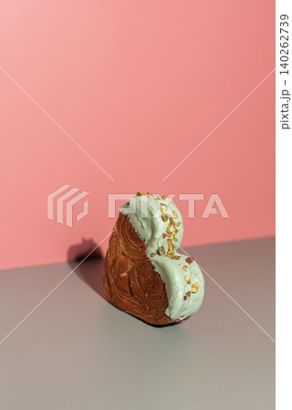 Creative ides Valentine's Day Holiday celebration isometric style Heart shaped flavor croissants with copy space. Puff pastry new trendy sweet dessert bakery. Creamy dough Creative ides Valentine's Day Holiday celebration isometric style Heart shaped flavor croissants with copy space. Puff pastry new trendy sweet dessert bakery. Creamy dough 140262739