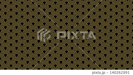 Golden fish scale pattern with dot texture. Luxurious mermaid skin design featuring scallop motifs and oriental ornamental elements for elegant backgrounds. Golden fish scale pattern with dot texture. Luxurious mermaid skin design featuring scallop motifs and oriental ornamental elements for elegant backgrounds. 140262891