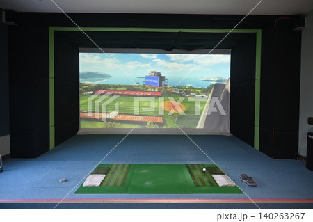 Indoor Golf Simulator Hitting Mat and Control Panel 140263267