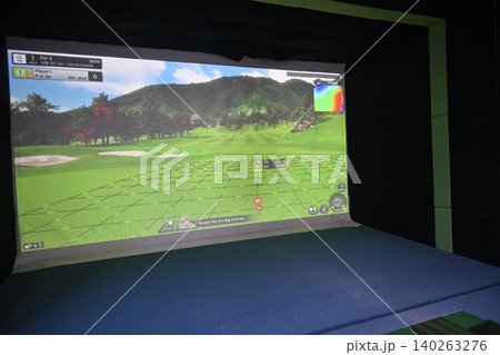 Indoor Golf Simulator Hitting Mat and Control Panel Indoor Golf Simulator Hitting Mat and Control Panel 140263276