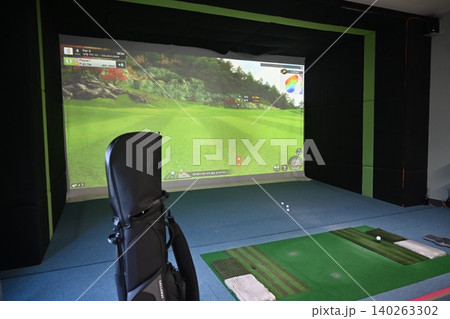 Indoor Golf Simulator Hitting Mat and Control Panel Indoor Golf Simulator Hitting Mat and Control Panel 140263302