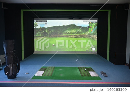 Indoor Golf Simulator Hitting Mat and Control Panel 140263309