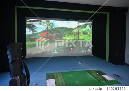 Indoor Golf Simulator Hitting Mat and Control Panel 140263321