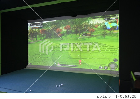 Indoor Golf Simulator Hitting Mat and Control Panel Indoor Golf Simulator Hitting Mat and Control Panel 140263329