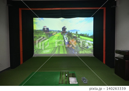 Indoor Golf Simulator Hitting Mat and Control Panel Indoor Golf Simulator Hitting Mat and Control Panel 140263339