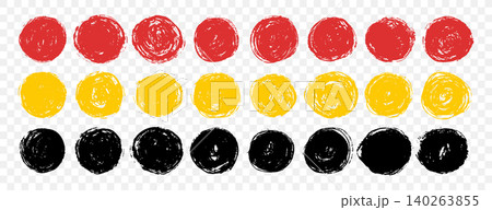 Brush sun rough. Set of red, yellow and black sun icons. Pencil or brush drawn elements with crayon texture. Grainy vector illustration on transparent background Brush sun rough. Set of red, yellow and black sun icons. Pencil or brush drawn elements with crayon texture. Grainy vector illustration on transparent background 140263855