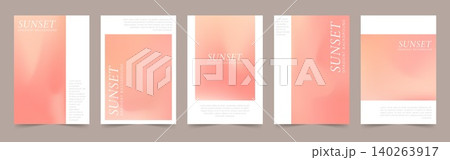 Peach pink gradient. Minimal summer sky background with soft sunset blend and wispy cloud shapes. Set of Vector illustration in beige colors Peach pink gradient. Minimal summer sky background with soft sunset blend and wispy cloud shapes. Set of Vector illustration in beige colors 140263917