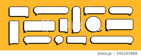 Pixel dialogue box. Black line vector illustration. Conversation cloud, minimal frame for word or note. Banner for speech title 140263966