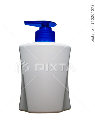 White plastic pump dispenser bottle for liquid soap lotion shampoo hygiene 140264078